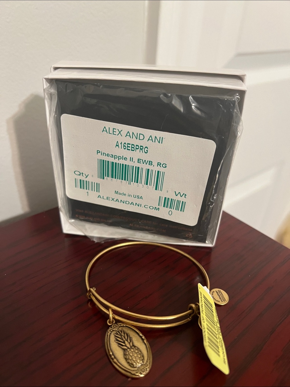 Alex and Ani Gold Pineapple Oval Charm Bangle